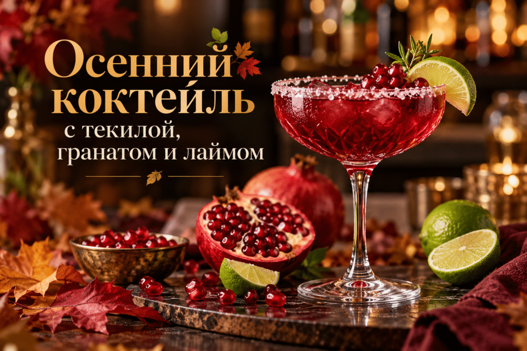 Осенний коктейль с текилой, гранатом и лаймом Осенний коктейль с текилой, гранатом и лаймом
