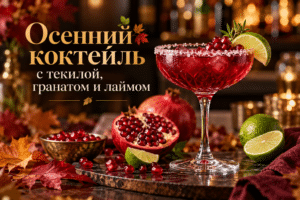 Осенний коктейль с текилой, гранатом и лаймом