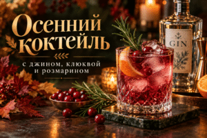 Осенний коктейль с джином, клюквой и розмарином