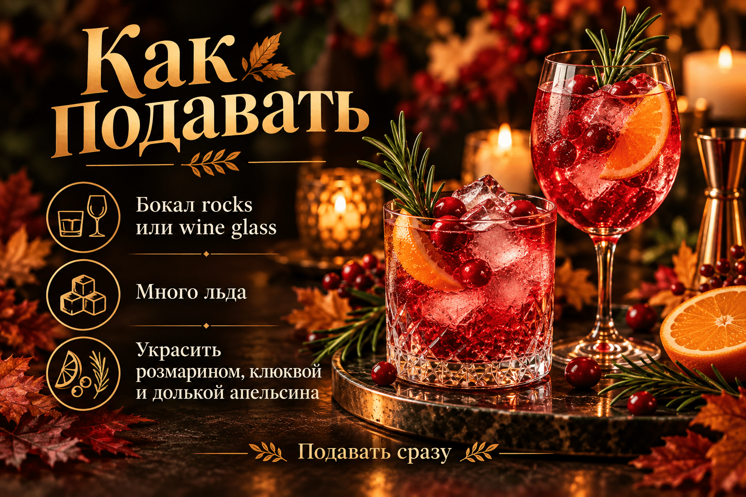 Как подавать коктейль с джином, клюквой и розмарином